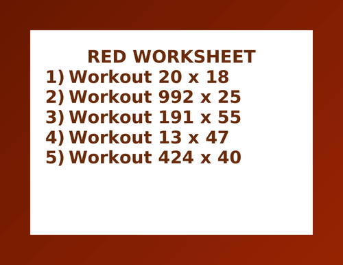 RED WORKSHEET 16