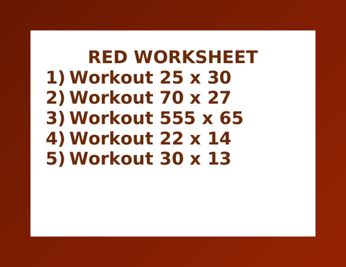 RED WORKSHEET 17