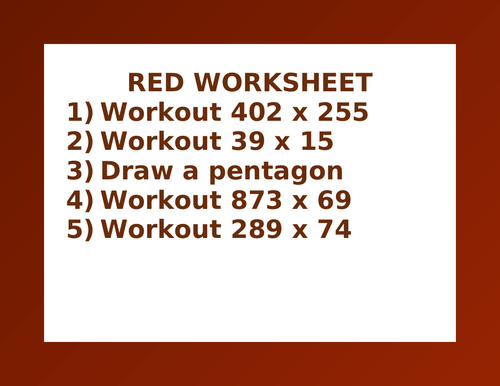 RED WORKSHEET 20