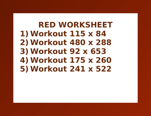 RED WORKSHEET 22