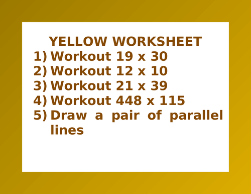 YELLOW WORKSHEET 11