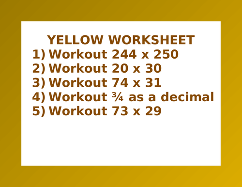 YELLOW WORKSHEET 12