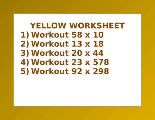 YELLOW WORKSHEET 14