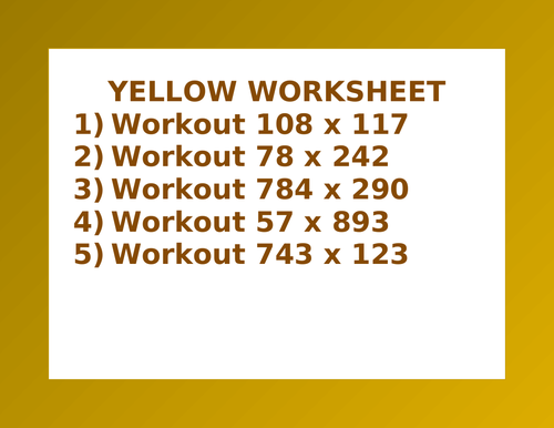 YELLOW WORKSHEET 17