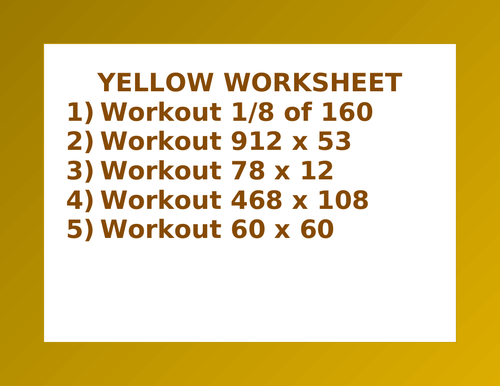 YELLOW WORKSHEET 30