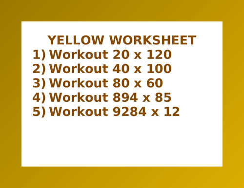 YELLOW WORKSHEET 32