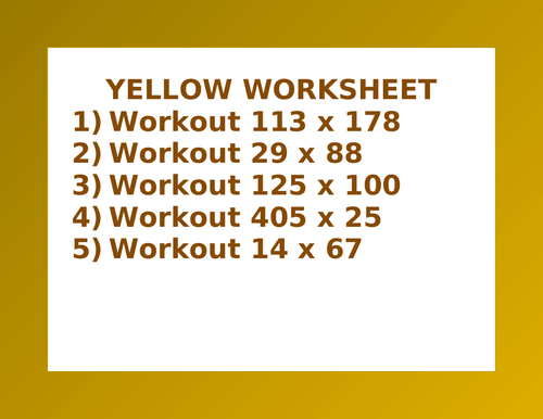 YELLOW WORKSHEET 33