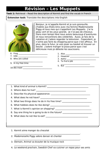 The Muppets - Revision Food and Drink/Hobbies