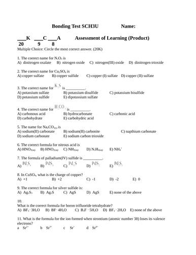 5 TESTS Ionic Bonding Test Covalent BONDING TEST PACKAGE Grade 11 Chemistry #1