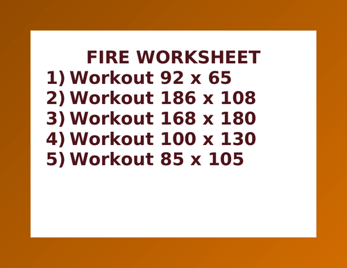 FIRE WORKSHEET 1