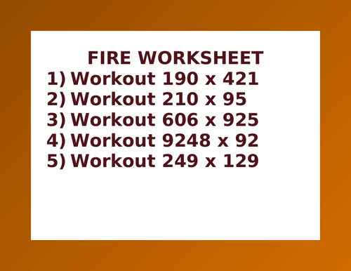 FIRE WORKSHEET 2