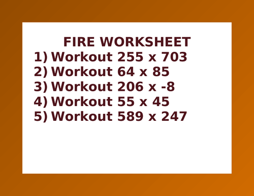 FIRE WORKSHEET 4