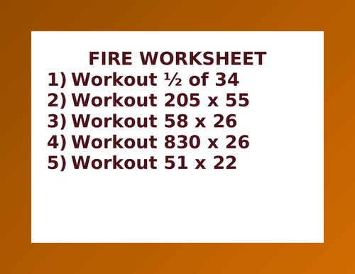 FIRE WORKSHEET 5