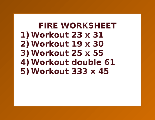 FIRE WORKSHEET 6