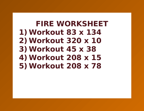 FIRE WORKSHEET 8