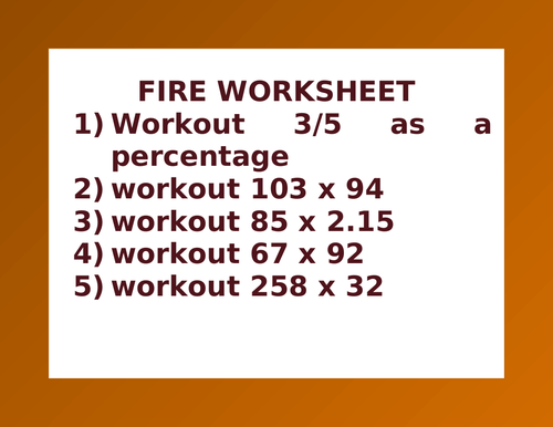 FIRE WORKSHEET 9