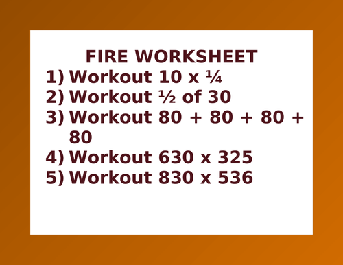 FIRE WORKSHEET 11