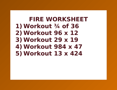 FIRE WORKSHEET 12