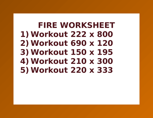 FIRE WORKSHEET 13