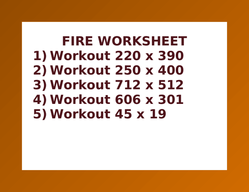 FIRE WORKSHEET 14