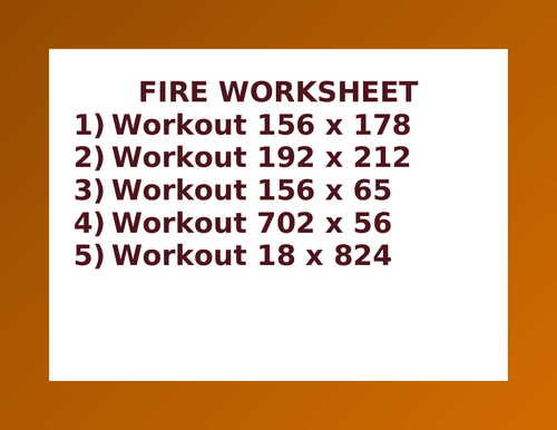 FIRE WORKSHEET 15