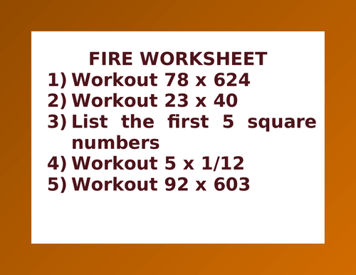 FIRE WORKSHEET 17