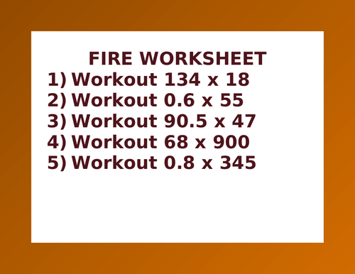 FIRE WORKSHEET 18