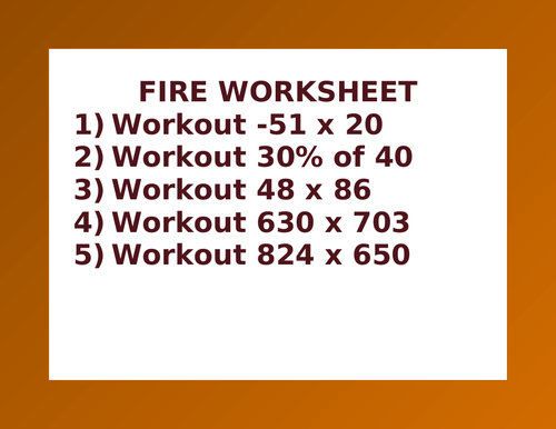 FIRE WORKSHEET 20