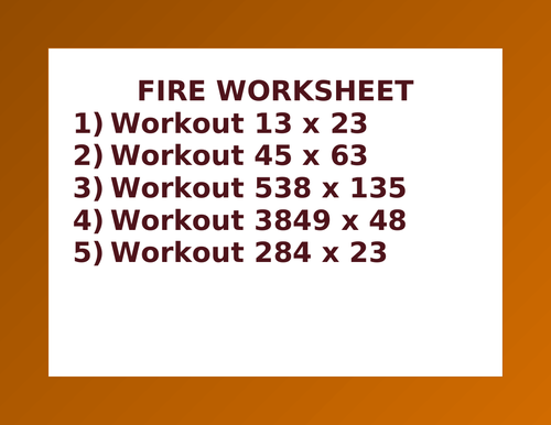 FIRE WORKSHEET 21