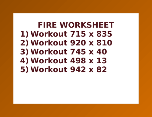 FIRE WORKSHEET 23