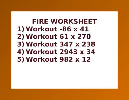 FIRE WORKSHEET 24