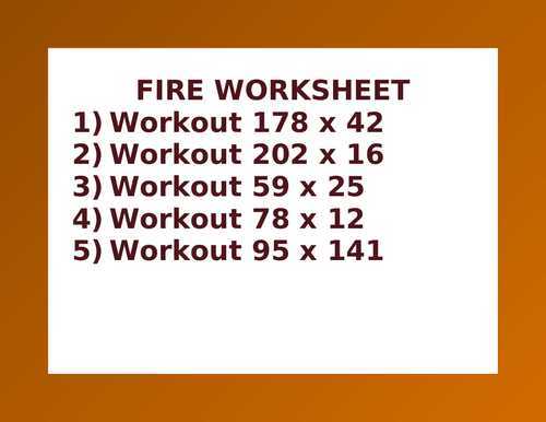 FIRE WORKSHEET 26