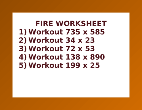 FIRE WORKSHEET 28