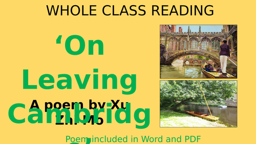 On Leaving Cambridge - Poem - Whole Class Reading Session!