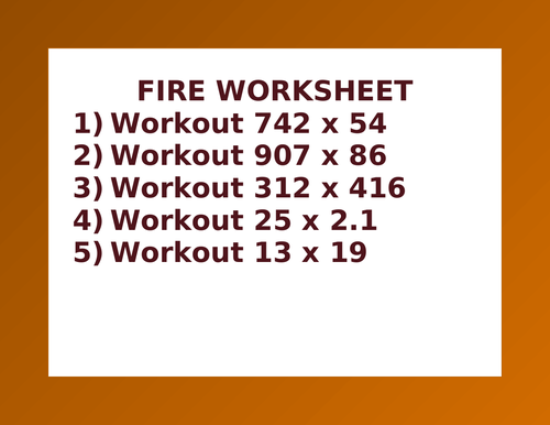 FIRE WORKSHEET 32