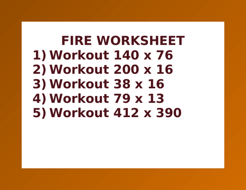 FIRE WORKSHEET 33