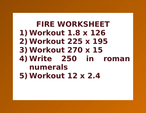 FIRE WORKSHEET 34