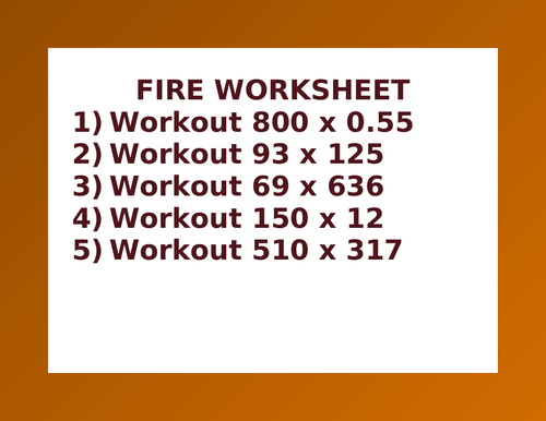 FIRE WORKSHEET 35