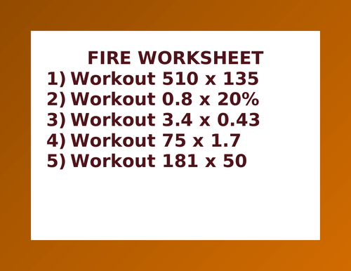 FIRE WORKSHEET 36