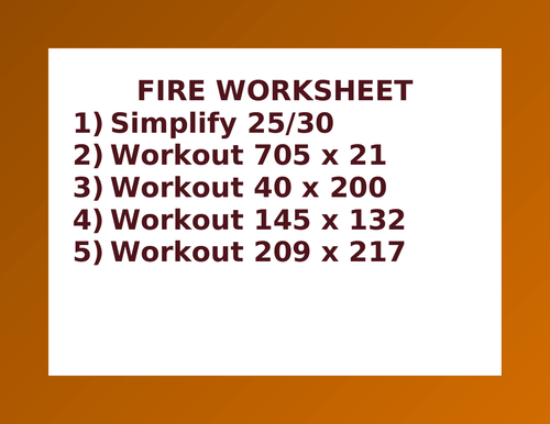 FIRE WORKSHEET 38