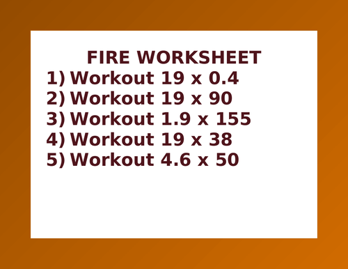 FIRE WORKSHEET 39