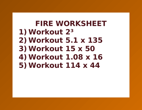 FIRE WORKSHEET 40