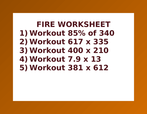 FIRE WORKSHEET 41