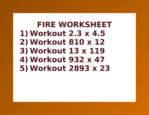 FIRE WORKSHEET 43