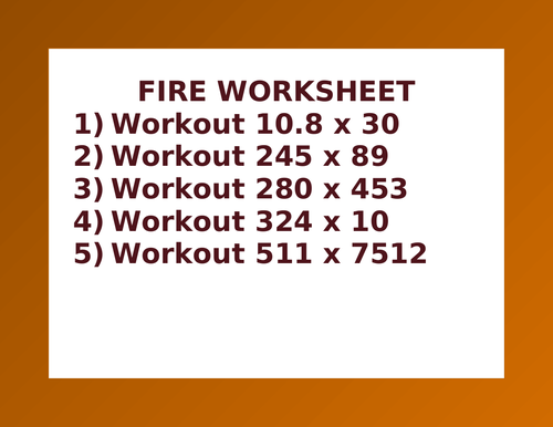 FIRE WORKSHEET 44