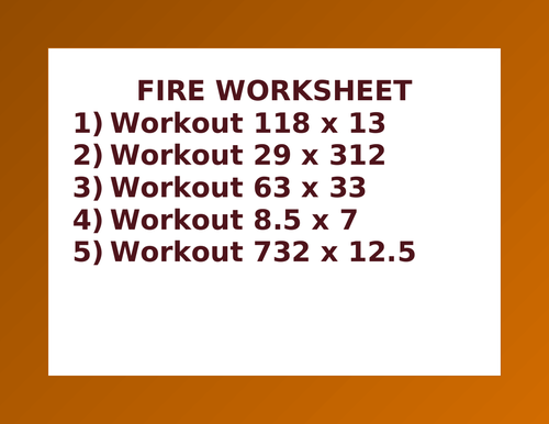 FIRE WORKSHEET 45