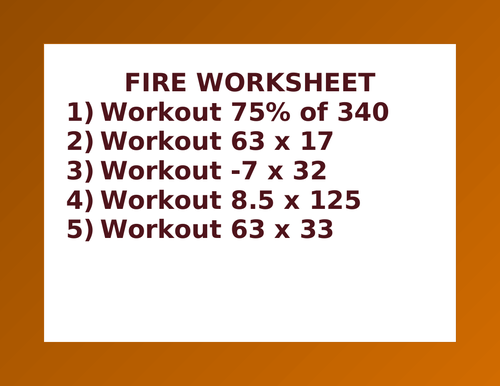 FIRE WORKSHEET 47