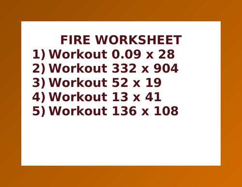 FIRE WORKSHEET 50