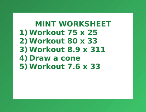 MINT WORKSHEET 23 | Teaching Resources