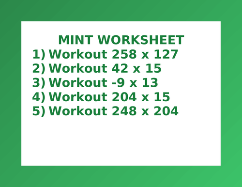 MINT WORKSHEET 50